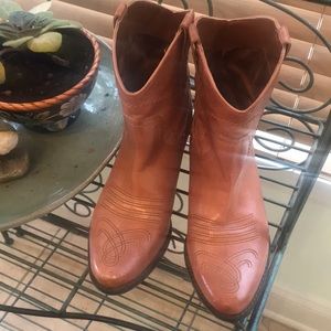 Franco Sarto leather upper low cowboy boots. Like new condition. Medium brown.